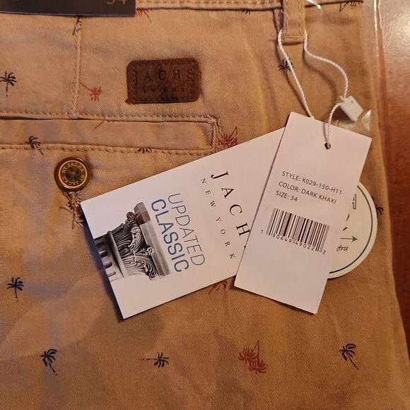 Jachs Bleecker Stretch Twill Preppy Golf Chino Shorts, Khaki & Blue Palm Tree - Picture 9 of 12